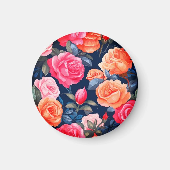 Roses Blooming Flowers Pattern-80037  Magnet (Front)