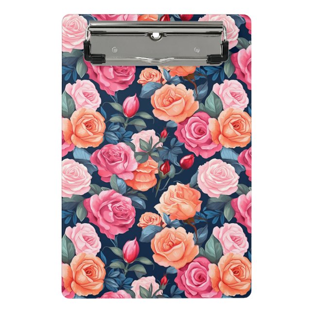 Roses Blooming Flowers Pattern-80037 Mini Clipboard (Front)