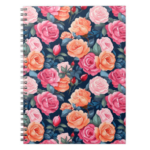 Roses Blooming Flowers Pattern-80037 Notebook