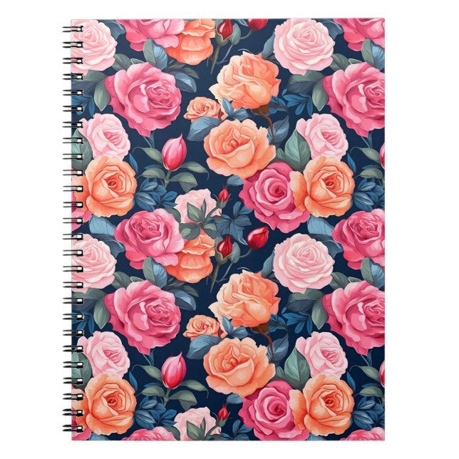 Roses Blooming Flowers Pattern-80037 Notebook (Front)