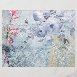 Roses Blue 2 Grunge Scrapbook paper