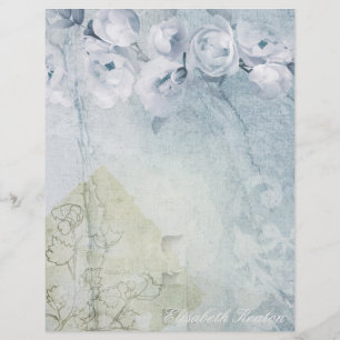 Roses Blue Grunge Letterhead
