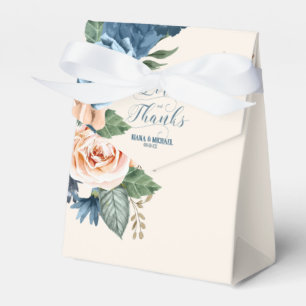 Roses Blue/Peach Love and Thanks ID584 Favor Box