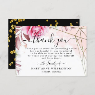 Roses Blush Funeral Food Thank You Card