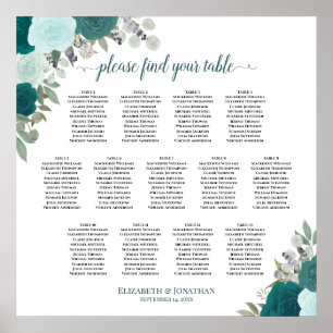 Roses Boho turquoises 13 Tableau Mariage Sièges