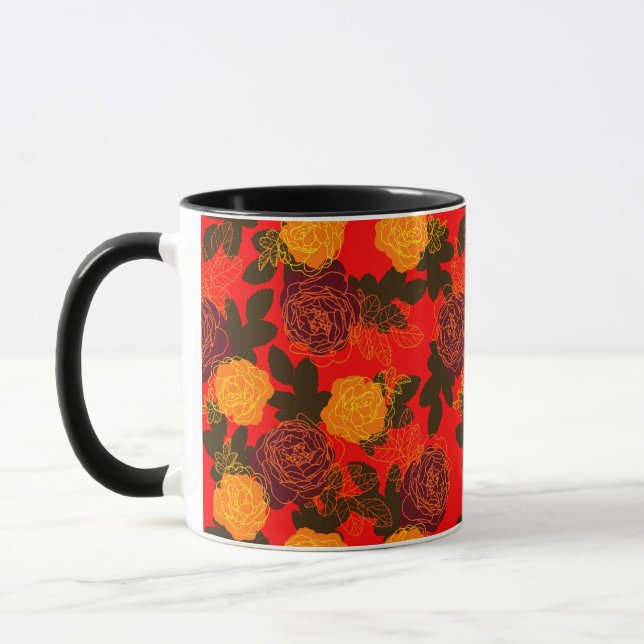 Roses bold red  mug (Left)