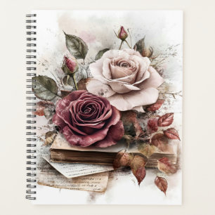 Roses bordeaux et blanches avec des lettres et des