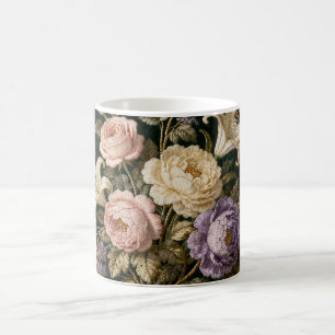 Roses Bouquet Antique Style Green Magic Mug