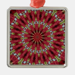 Roses Bouquet Kaleidoscope Under Glass 1 Metal Ornament