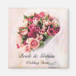 Roses Bouquet Wedding Favour Magnet