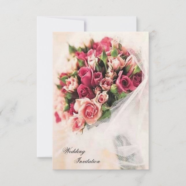 Roses Bouquet Wedding Invitation (Front)