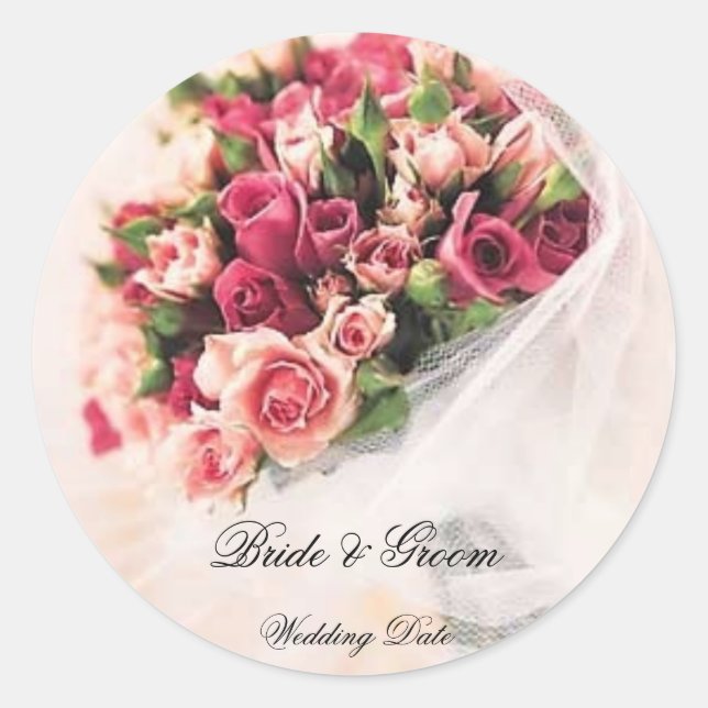 Roses Bouquet Wedding Sticker (Front)
