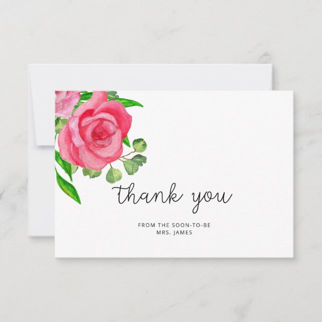 Roses bridal shower thank you card (Front)