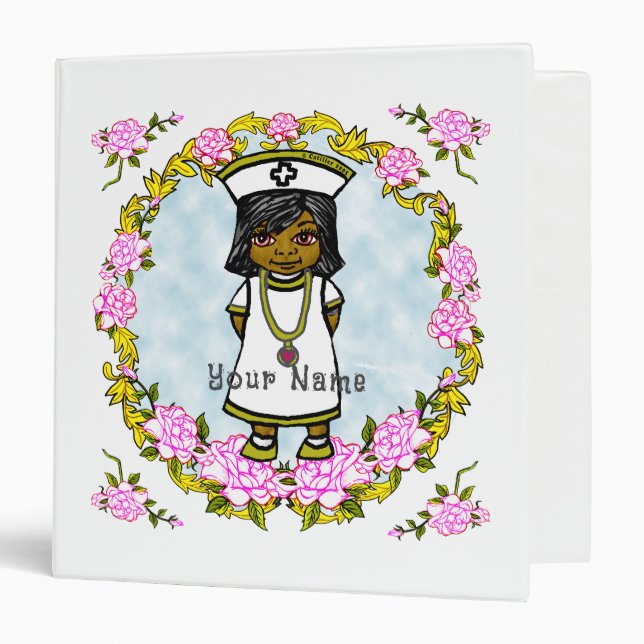 Roses Brown Girl Nurse Binder (Front/Inside)