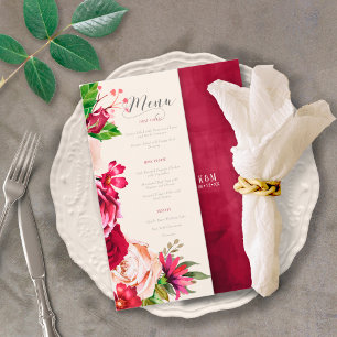 Roses Burgundy/Cream Wedding Menu ID584