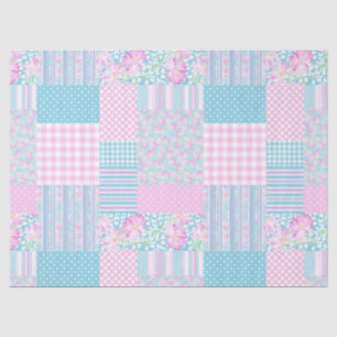 Roses, Butterflies Faux Patchwork Tissue Paper