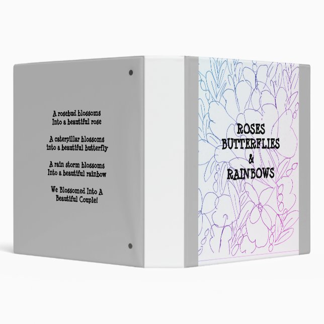 Roses Butterflies & Rainbows Vivid  Binder (Background)
