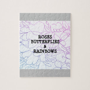 Roses Butterflies & Rainbows Vivid    Jigsaw Puzzle