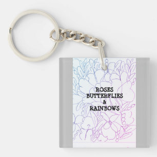 Roses Butterflies & Rainbows Vivid    Keychain