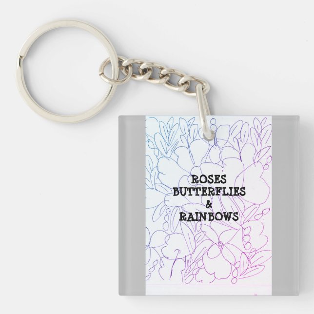 Roses Butterflies & Rainbows Vivid    Keychain (Front)