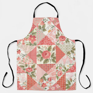 Roses Butterflies Seamless Patchwork Apron
