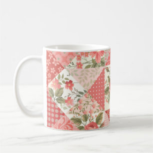 Roses Butterflies Seamless Patchwork Coffee Mug