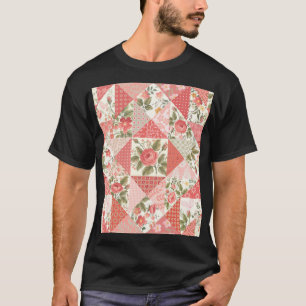 Roses Butterflies Seamless Patchwork T-Shirt