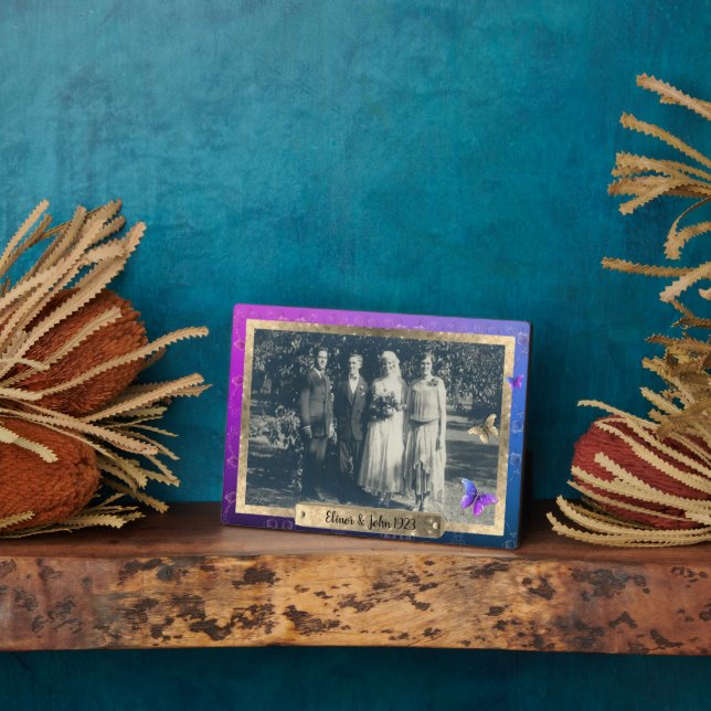 Roses Butterflies Tabletop Plaque with Easel (Side)