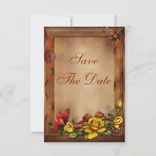 Roses & Butterfly Baby Shower Save the Date (Front)