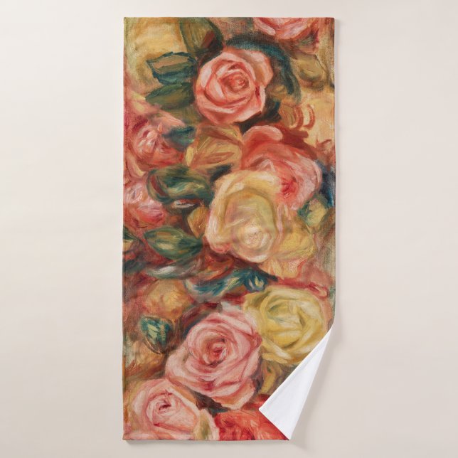 Roses by Renoir Impressionist Painting Towel (Bath Towel)