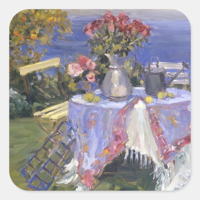 Roses by the Sea Square Sticker (Front)