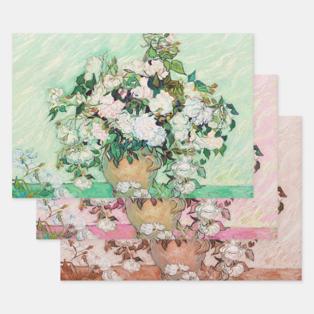 Roses by Vincent Van Gogh, Decoupage Wrapping Paper Sheet (Set)