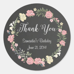 Roses Chalkboard Round Stickers