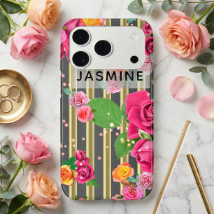 Roses Chic Et Design Sur Bandes Or Et Noir
