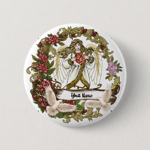Roses Christian Angel  2 Inch Round Button