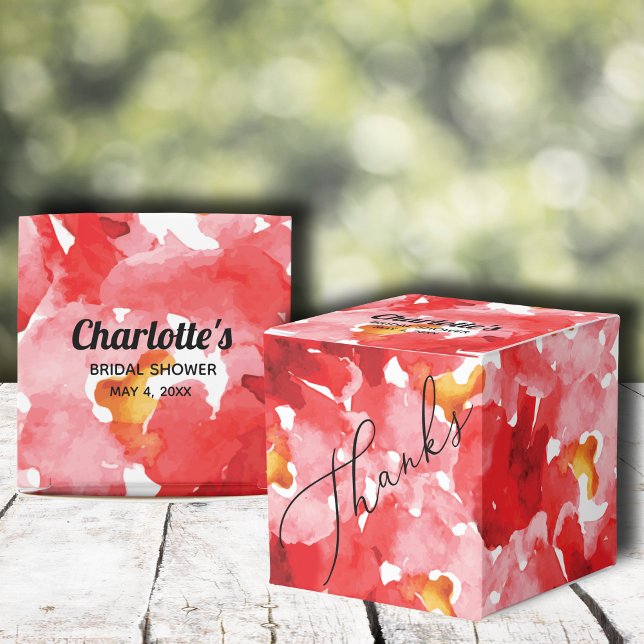 Roses Collage Derby Bridal Shower Square Favor Box (Red roses floral bridal shower 2" square favor boxes)