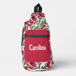 Roses Country red green vintage floral Sling Bag