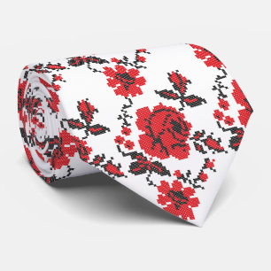 Roses cross-stitch pattern tie
