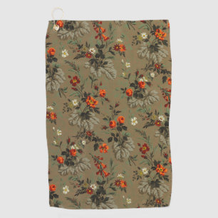 Roses & Daisies Floral Pattern Antique Wallpaper Golf Towel