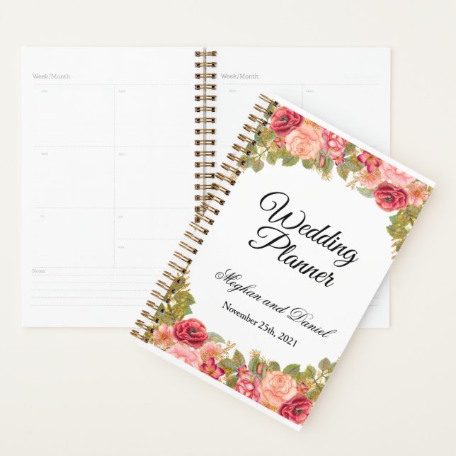 Roses d'aquarelle et Mariage de Parties scintillan (Devant avec enveloppe)