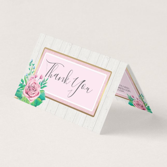 Roses d'aquarelle et Merci rustique en bois (Front)