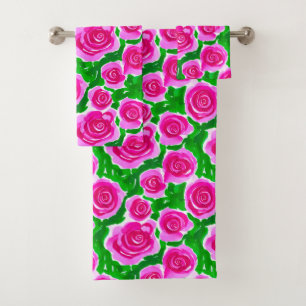 Roses d'aquarelle rose Fuchsia