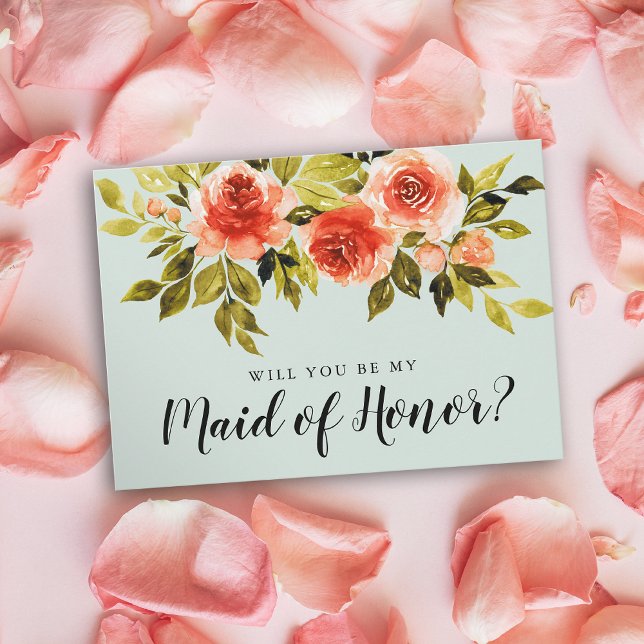 Roses D'Aquarelle Serez-Vous Ma Carte D'Honneur (Créateur téléchargé)