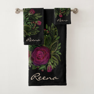 Roses d'aquarelle sur un arrière - plan noir, aqua