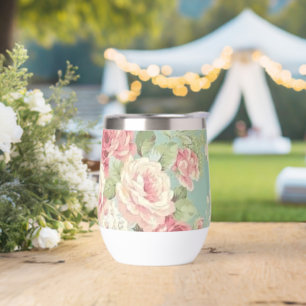 Roses de chou rose sur arrière - plan aqua