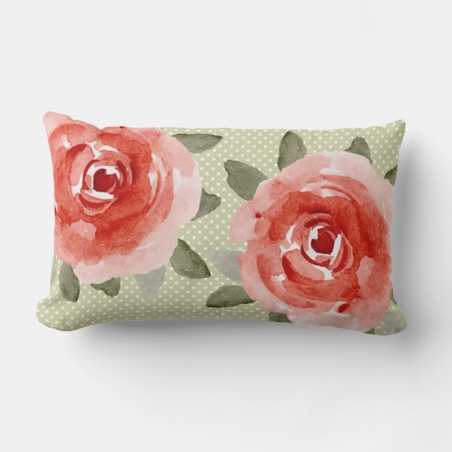 Roses de chou rouge sur le Coussin de points blanc (Recto)