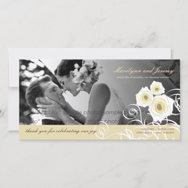 Roses de crème tourbillonne Mariage Merci Carte ph (Devant)