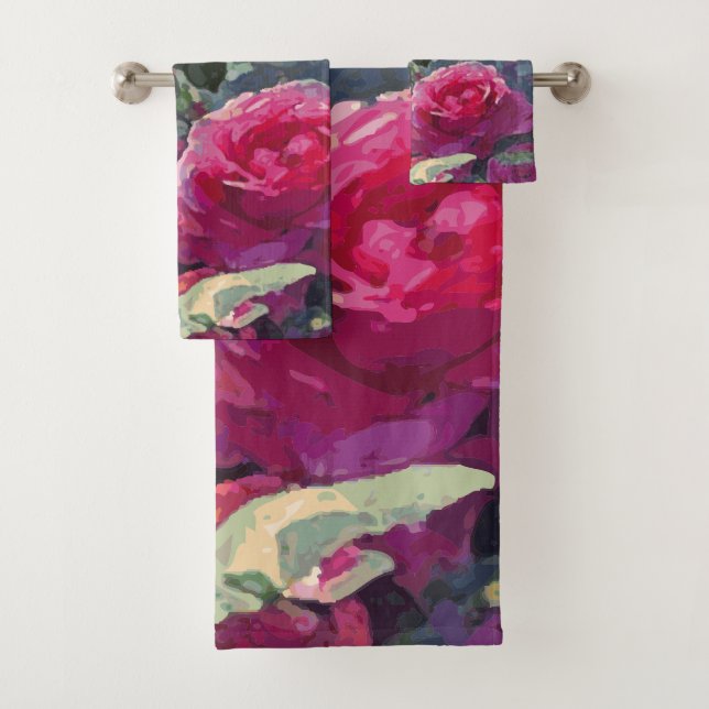 Roses de printemps - Ensemble de serviettes de bai (En situation)