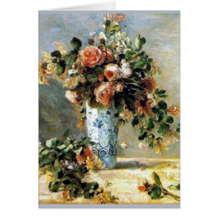 Roses de Renoir et carte de bouquet de jasmin