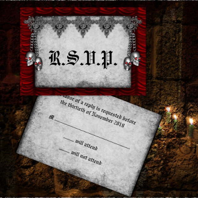 Roses de sang et mariage gothique rouge soie RSVP (Créateur téléchargé)